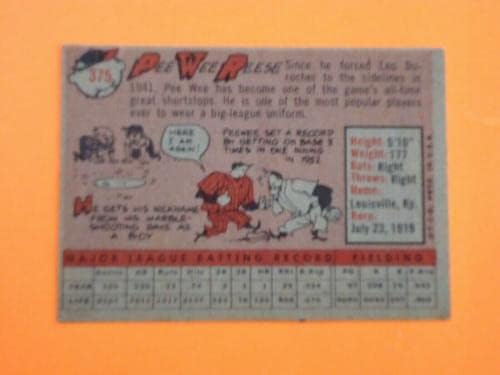 Pee Wee Reese 1958 Topps Card 375 Dodgers - כרטיסי בייסבול מטלטלים