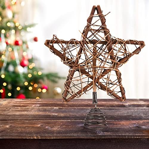 טופר עץ כוכב לחג המולד של Luxspire, מעץ טבעי קישוטי חג המולד עץ