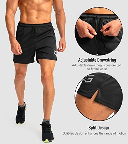 גרם הדרגתי גברים של מכנסי ריצה עם רוכסן כיסים מהיר יבש כושר אימון אתלטי 5 מכנסיים קצרים לגברים