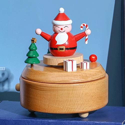Lhllhl קופסת מוסיקה מסתובבת מעץ קופסת עץ חג המולד קופסת צעצועים לילדים קישוטים לבית יום הולדת
