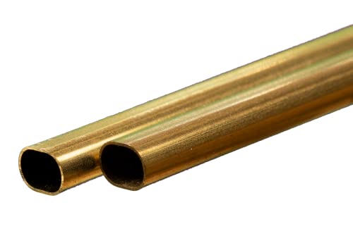K&S דיוק מתכות 5094 צורת צינור סגלגל פליז קטן, אורך 12 אינץ ', 2 חתיכות לכל חבילה, מיוצר בארצות הברית