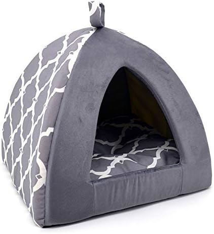 מיטה רכה באוהל לחיות מחמד לכלב וחתול על ידי אספקת חיות מחמד הטובה ביותר - סריג אפור, 16 x 16 x H: 14