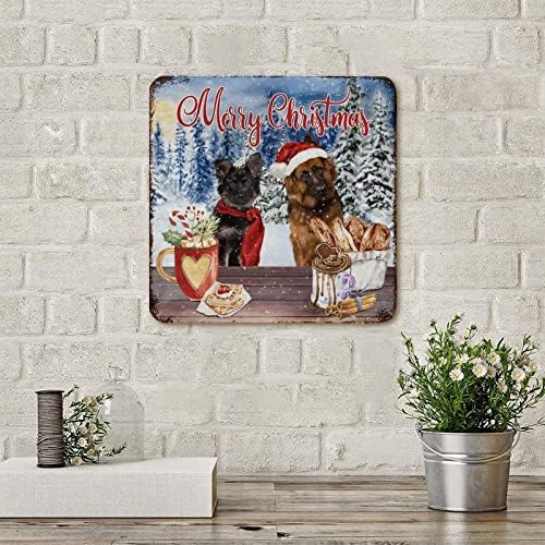 חג המולד שמח כלב וקקאו חם וינטג 'מתכת פח שלט מתכת הדפסים שלט שלט לוחית קיר במצוקה שלט קיר לקיר לחג המולד