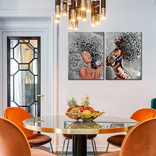 רטרוליאו 2 יצירות ממוסגרות אפרו -אמריקאיות אמנות אמנות בד קיר שחור קיר דקור בית שחור פוסטר מלכה אמנות