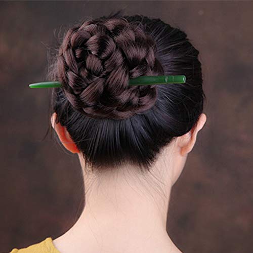 6.69 סנטימטרים ירוק המטיאן ירקן שיער מקלות לנשים ילדה רטרו מסורתי סיכות