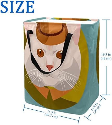 פנים חתול עם הדפס כובע סל כביסה מתקפל, סלי כביסה עמידים למים 60 ליטר אחסון צעצועי כביסה לחדר שינה בחדר האמבטיה
