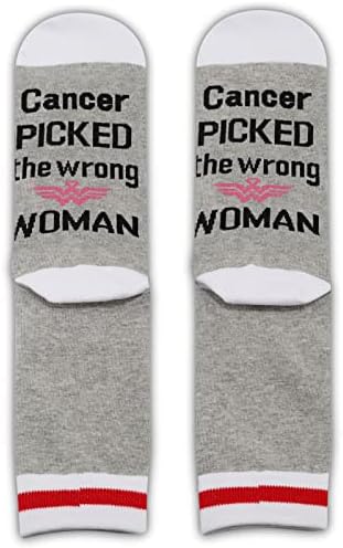 2 זוגות נשים סרטן טיפול מתנה מצחיק סרטן אתה הרים את הלא נכון אישה כותנה גרביים