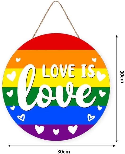 רשימת ביקורת מעץ קשת מעץ גאווה גאווה אהבה היא קישוט שלטי בית LGBTQ עץ זר עץ שלט דלת קולב גאווה מצעד יום כלול