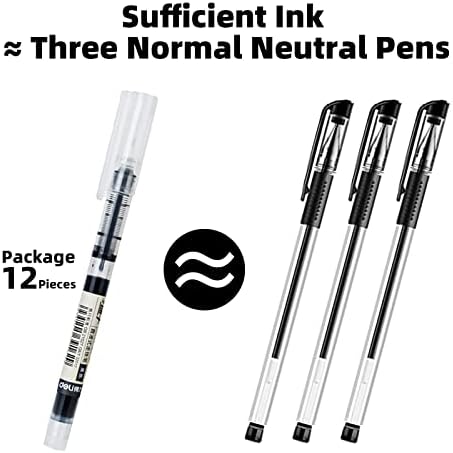 12 חתיכות מתגלגל כדור עטים, מהיר יבש דיו 0.5 ממ נוסף בסדר נקודת עטים נוזלי דיו עט רולרבול עטים שחור