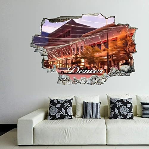 קוקוקן אמריקאי קולורדו מדינת דנוור ציור אמנות דנבר סיטי סקייליין נוף נוף 3D מדבקות קיר קיר קיר