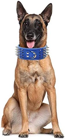 Haoyueer 3 צווארון כלבי עור משובצים משובצים חדים לאימונים, ספורט, הליכה, בינוני, גדול, אקס-גדול, עבור
