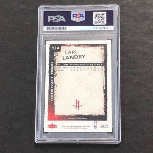 2008-09 NBA Fleer 134 CARL Landry Card חתום Auto PSA/DNA Slabbed - כרטיסי טירון של כדורסל כדורסל