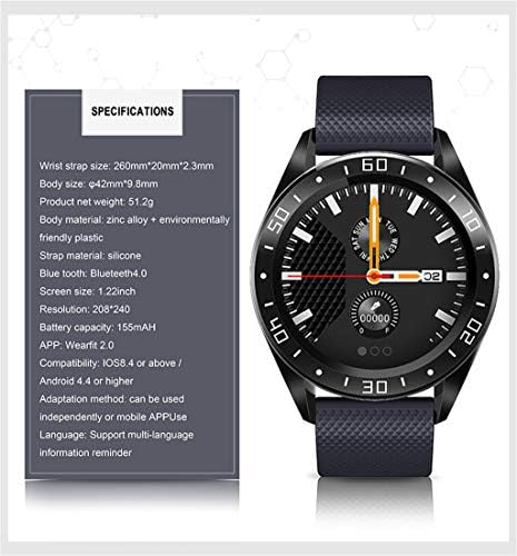 שעון חכם Niaviben 1.22 אינץ 'ספורט ספורט עמיד למים חכם Smartwatch עבור iOS 8.4 ו- Android 4.4 טלפון שחור