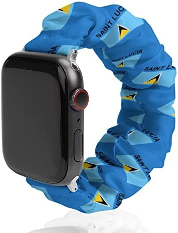 דגל סנט לוסיה אלסטי סולו לולאה להקות חמוד מודפס שעון שעון שעון תואם עבור Apple Watch