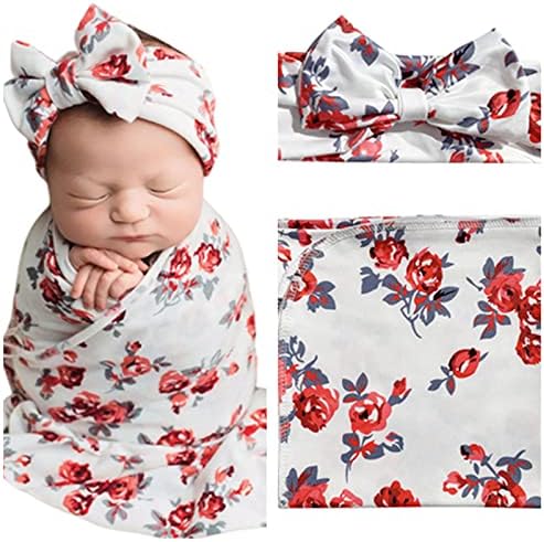 שמיכת חטיפה של יילוד, תינוק מקבלת ניילון שמיכה עם סרט בגימור למשך 0-3 חודשים תינוקת וילד, אדום
