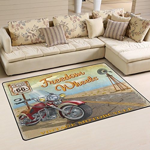 שטיח אזור ווליי, כביש וינטג '66 טקסס אופנועי פוסטר שטיח רצפת שטיח לא החלקה למגורים בחדר מעונות מעונות עיצוב