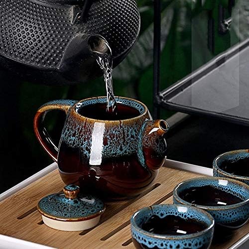 ערכת תה ניידת של JYDQM כוללת 1 קומקום תה 4 כוסות תה 1 קומקום תה קאדי תה, סיני טיולים סיניים קרמיקה ניידים