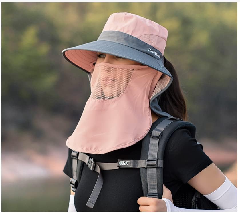 כובע שמש רחב שוליים לנשים הגנה על UV כובע דיג כובע קוקו קוקו קוקו קוקו עם דש פנים וצוואר