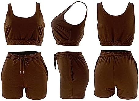 דגבו קיץ שני תלבושות שני חלקים לנשים צמרות יבול ללא שרוולים מזדמנים ומכנסיים קצרים רופפים סט 2 חלקים