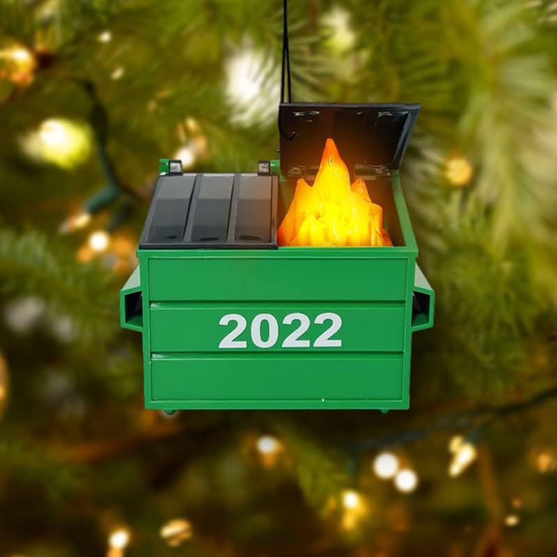 2022 קישוט אש אשפה, הכל בסדר, מתנה מצחיקה עבור עמיתים לעבודה עם נורות LED, קישוטים לעץ חג המולד