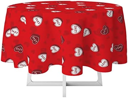 שולחן שולחן Easykart בצבע אדום לבבות דפוס שולחן שולחן 60x60 אינץ