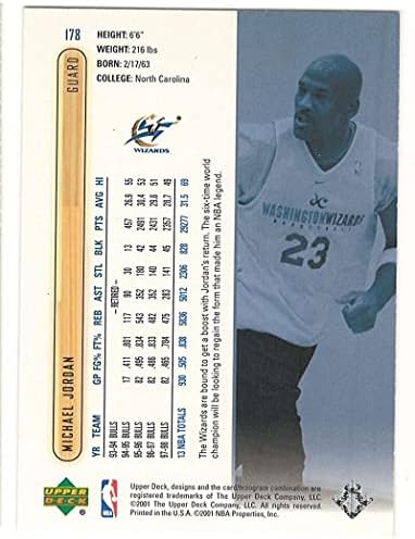 2001-02 סיפון עליון 178 מייקל ג'ורדן וושינגטון מכשפים NBA כרטיס כדורסל NM-MT