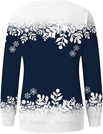 צמרות חג מולד לנשים צבי מצחיק גרפי גרפי שרוול ארוך צוואר צווארון רופף חולצות חולצות חולצות 2022