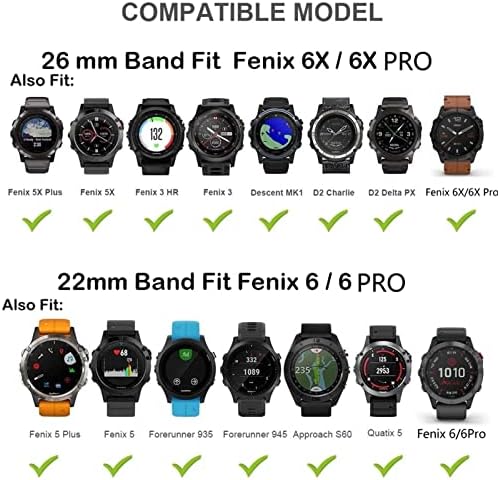 Aehon Watchband for Garmin Fenix ​​6 6x Pro 5 5x Plus 3HR להקה לגישה S62 S60 3 HR צפה מהיר שחרור