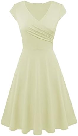 שמלות אביב של DHWGDGKP לנשים 2023, שמלת אופנה קיץ V-צווארון v שמלת ערב של שרוול קצר שמלת שמלת ערב