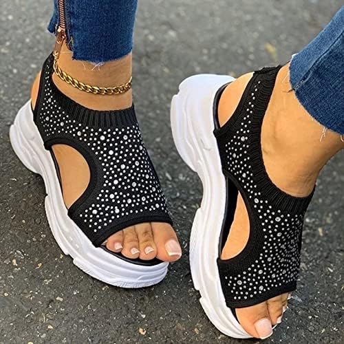 סנדלי חוף לנשים פלטפורמת אופנה פתוחה בוהן בלוק עקב סנדלים חיצוניים מקורה נעלי הליכה בהליכה