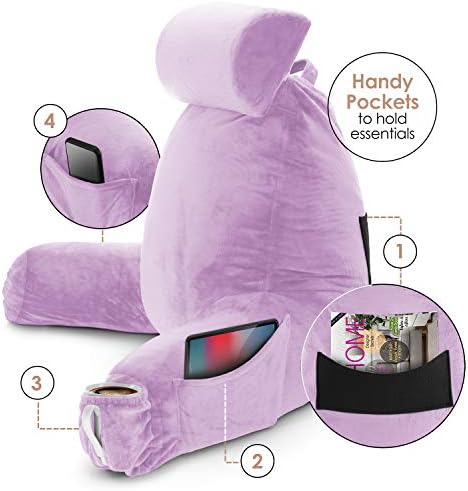 כרית קריאה של קלרק קלארק, כרית מנוחה בגב לישיבה במיטה עם זרועות לילדים ומבוגרים - טלוויזיה קצף