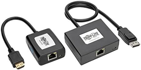 Tripp Lite Displayport ל- HDMI מעל ערכת מאריך Cat5/6 פעיל, משדר ומקלט בסגנון צמה, וידאו/שמע, 1080/60p, עד 150ft.