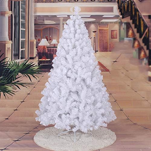 עץ חג מולד עץ חג המולד של ZPEE לבן, עץ אורן מלאכותי גבוה עם מתכת עמדת מתכת קל להרכבה קישוט חג המולד