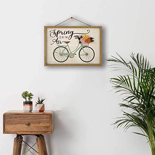 עיצוב קיר קפיץ ביתי אופניים בית תלייה שלט תלת מימד פרחים קיר קיר קיר קפיץ באוויר שלט עץ כפרי וינטג