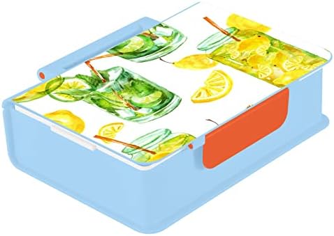 מיץ לימון קופסת בנטו לילדים, מכולות צהריים למבוגרים/ילדים/פעוט, עם כף ומזלג לארוחה תוך כדי תנועה, חומרים בטוחים