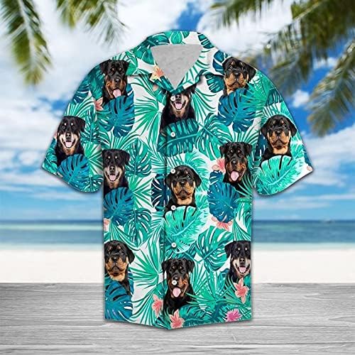 חולצות הוואי כלבים לגברים - כפתור טרופי למטה חולצות הוואי בהוואי סדרה 32 סדרת שרוול 32