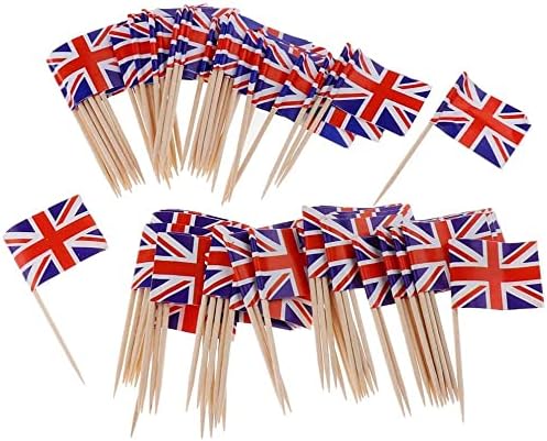 קיסם מקלות דגלי קוקטייל מקלות דגל עוגת טופר מקלות דגלי נייר דגל מבחר מיני עוגת טופרים בריטי דגל 100 יחידות שימושי