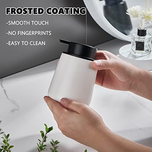 מתקן סבון ידיים מקציף 12 oz-חדר אמבטיה של מתקן סבון קצף לבן עם משאבה קלה ללחיצה, מתקן סבון