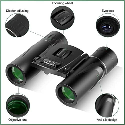 Poldr 8x21 Mini Pocket Binoculars Compact, משקפת נוף ברור וברורה למבוגרים, קל משקל קל משקל משקפת