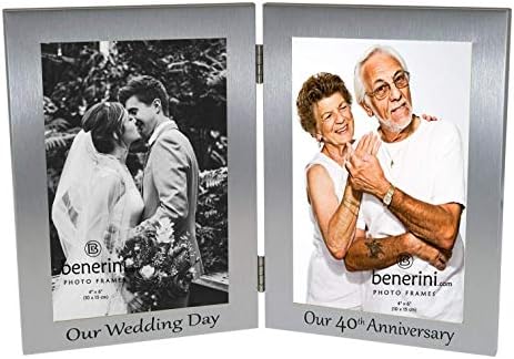 מסגרת צילום כפולה של אודם 40 של רובי - 'יום החתונה שלנו' ו- 'יום השנה ה -40 שלנו' - 4x6 אינץ '