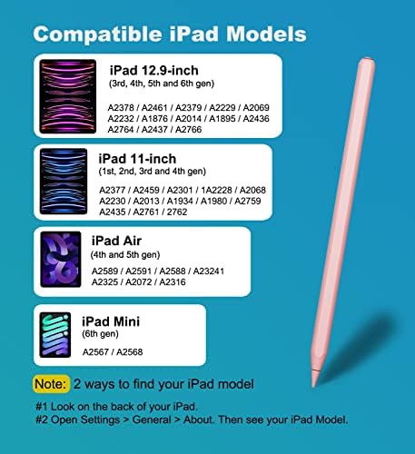 עיפרון iPad זהה לעיפרון אפל דור שני עם טעינה אלחוטית מגנטית, ipencil Stylus התואם ל- iPad Pro 11in1/2/3/4, ipad