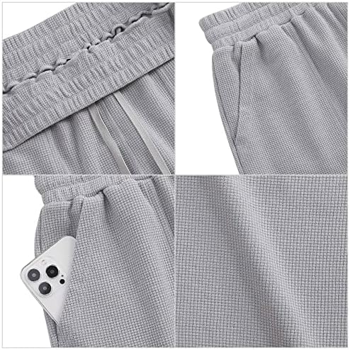 מכנסי זיעה לגברים של Gymmart עם כיס עם מכנסי וופל קיץ מזדמנים של מכנסיים קצרים מוליכים אלסטיים המותניים המותניים
