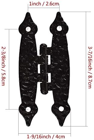 טמבי שחור עתיק ברזל H ארון ציר פטיש פטיש ציר דלת סומק 3-7/16 על 1-9/16 אינץ '5 זוג/10 pc