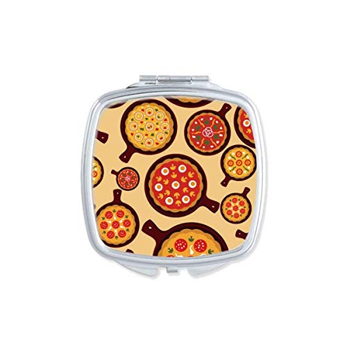 פיצה איטליה עגבניות מזונות פלפלים כיכר מראה נייד קומפקטי כיס איפור כפול צדדי זכוכית