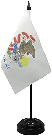 ארהב מדינת אילינוי דגלי שולחן משובחים עם דגל דגל 6 x 4 אינץ 'דגל שולחן כפרי בינלאומי, דגל משרדים, חגיגת אירועי