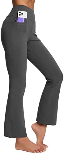 מכנסי יוגה כותנה לנשים בלף, 6 כיסים, חותלות התלקחות של מגף נוח נוחות מכנסי נסיעות טרקלין מזדמנים