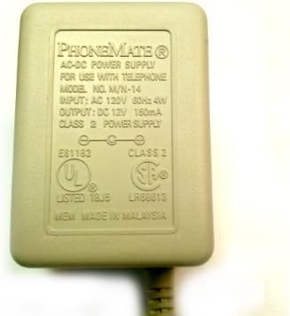 Phonemate AC-DC מתאם 12 וולט DC @ 150MA 2.1 ממ זווית DC תקע חשמל זווית עם מרכז חיובי