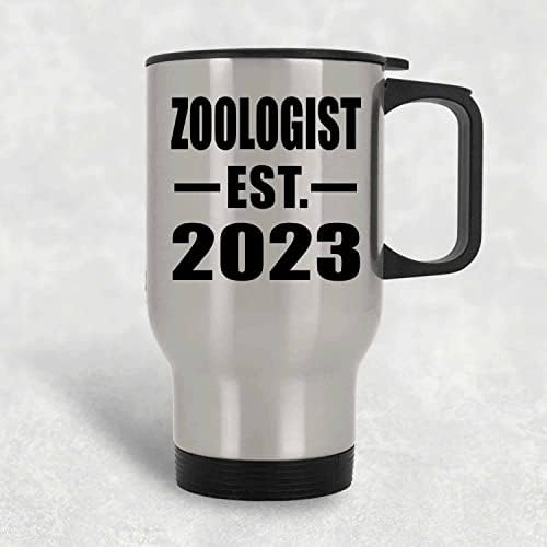Designsify Zoologist מבוסס. 2023, ספל נסיעות כסף 14oz כוס מבודד מפלדת אל חלד, מתנות ליום הולדת יום הולדת חג