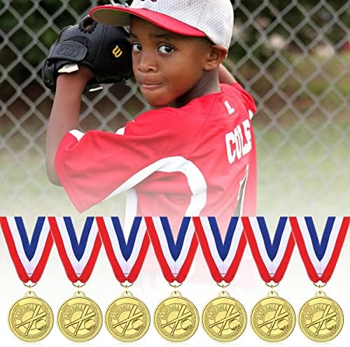 מדליות בייסבול של Donrime לילדים, 12 חבילות פרסי מדליית מתכת מוזהבת קבוצת בייסבול, יום הספורט של משחק בייסבול