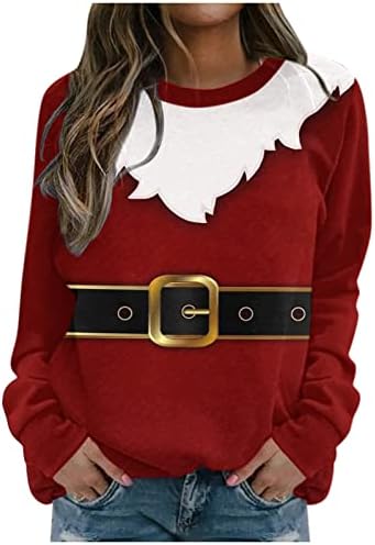 סווטשירט לנשים גרפי לחג המולד סוודר סוודר שרוול ארוך פסטיבל חולצות טוניקה לחותלות בגדי נוער